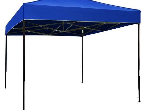 Cort Pavilion 3x3m Albastru Pliabil Cadru Metal pentru Curte, Gradina, Evenimente