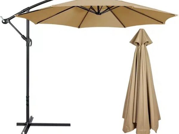 Umbrelă de Grădină 3m, Reglabilă, Suport Inclus Maro