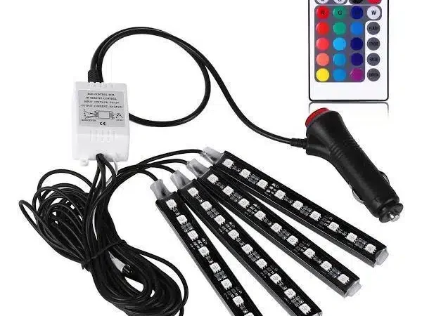 Lumini ambientale auto Kit interior 9 LED RGB cu telecomanda
