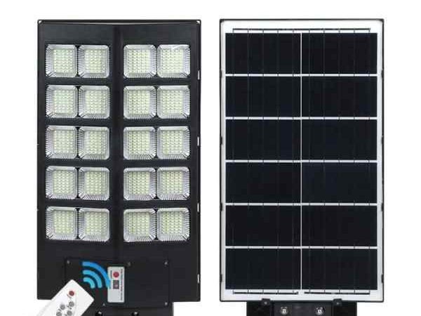 Lampa Solară Dublă 1000W cu LED-uri Generație Nouă, IP67, Telecomandă, Autonomie 14h