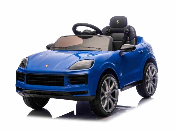 Mașinuță electrică copii Porsche Cayenne 12V cu tracțiune spate și licență origianlă, un singur loc, gri, baterie litiu, scaun lat, axe cu suspensii, telecomandă 2.4 GHz, player MP3 cu intrare USB/AUX, lumini LED