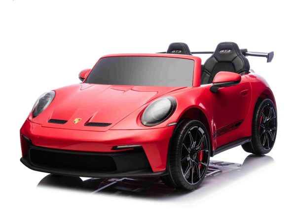 Mașină electrică copii Porsche 911 GT3 24V cu tracțiune 4x4, roșu, scaun cu două locuri, telecomandă 2.4 GHz, intrare USB/AUX, motoare 200W, suspensie, baterie litiu, lumini LED față și spate, licență ORIGINALĂ