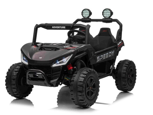 Maşinuţa electrica copii T-REX Ride 4x4 cu două locuri 24V, negru, player MP3 cu intrare USB/AUX, acționare 4x4, baterie litiu, suspensie, telecomandă, lumini LED