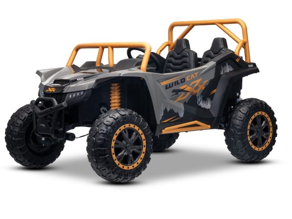 ATV electric Arctic CAT XXL 4x4 24V, gri, cu două locuri, roți EVA moi, motoare puternice, baterie litiu, player MP3 cu Bluetooth, ax spate cu arcuri, scaune din piele artificială, licență originală