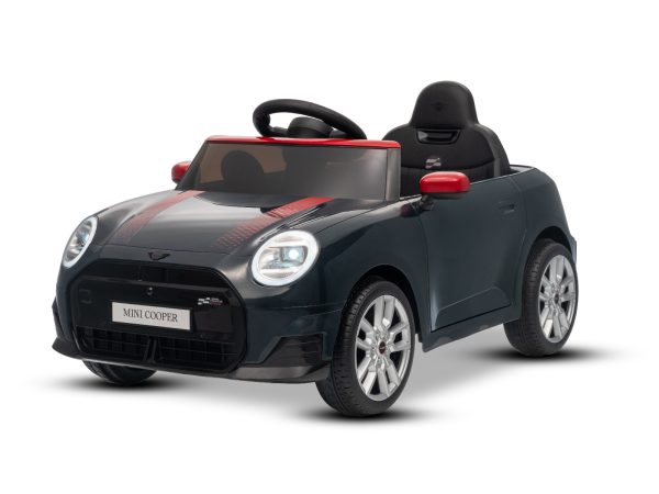 Mașină electrică copii BMW Mini Cooper 12V, negru, intrare USB cu conexiune Bluetooth la player MP3, telecomandă 2.4 GHz, motor 2 x 25W, baterie litiu, lumini LED, licență ORIGINALĂ