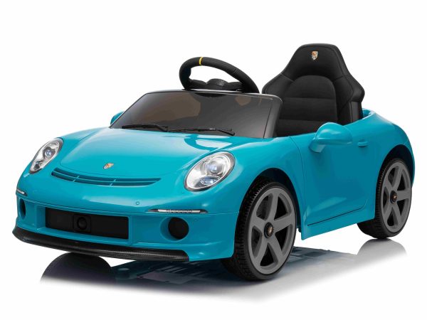 Mașină electrică copii RUF GT 12V, albastru, Uși care se deschid, Telecomandă 2.4 GHz, Lumini LED față și spate, Intrare USB/Aux, Baterie litiu, Motor 2 X 35W, Licență ORIGINALĂ