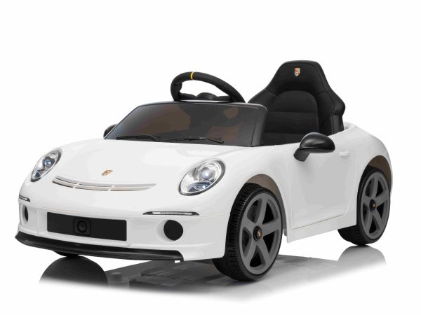 Mașină electrică copii RUF GT 12V, alb, Uși care se deschid, Telecomandă 2.4 GHz, Lumini LED față și spate, Intrare USB/Aux, Baterie litiu, Motor 2 X 35W, Licență ORIGINALĂ