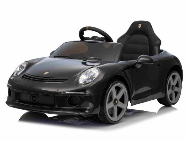 Mașină electrică copii RUF GT 12V, negru, Uși care se deschid, Telecomandă 2.4 GHz, Lumini LED față și spate, Intrare USB/Aux, Baterie litiu, Motor 2 X 35W, Licență ORIGINALĂ