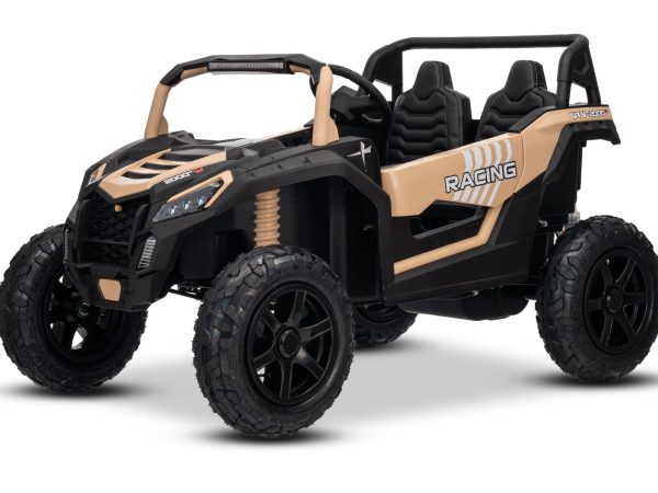 Mașina electrica copii UTV XXL 24V, kaki, cu două locuri, motor cu diferențial, roți gonflabile din cauciuc, punți spate cu suspensii, frână pe disc, scaun căptușit, volan reglabil, bluetooth, player MP3 cu intrare USB/SD