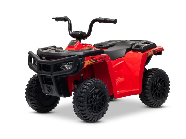 QUAD electric Arctic Cat 12V cu tracțiune spate, roșu, lumini LED, baterie litiu, motor 2 x 25W, licență originală