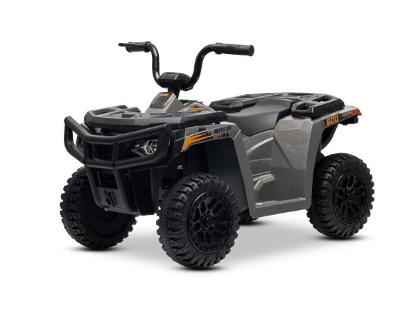 QUAD electric Arctic Cat 12V cu tracțiune spate, gri, lumini LED, baterie litiu, motor 2 x 25W, licență originală