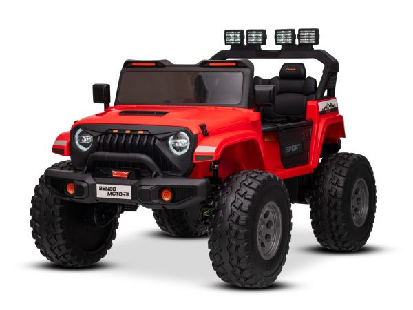 Maşinuţa electrica copii OFFRIDE 4x4² cu două locuri, 24V, roșu, player MP3 cu intrare USB/AUX, transmisie 4x4, baterie litiu, roți EVA cu suspensie, telecomandă, lumini LED