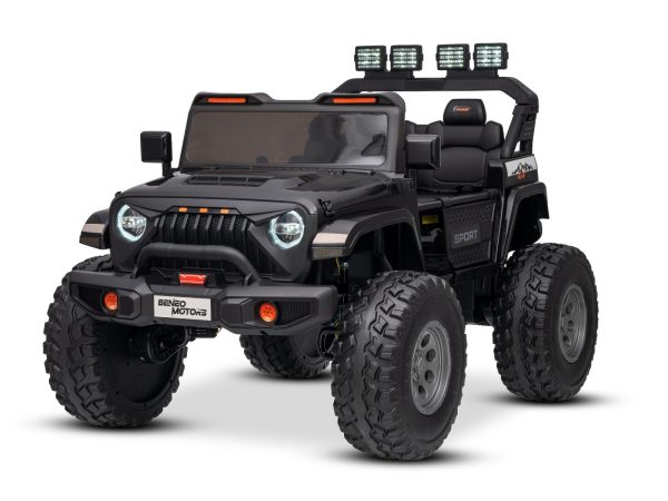 Maşinuţa electrica copii OFFRIDE 4x4² cu două locuri, 24V, negru, player MP3 cu intrare USB/AUX, transmisie 4x4, baterie litiu, roți EVA cu suspensie, telecomandă, lumini LED
