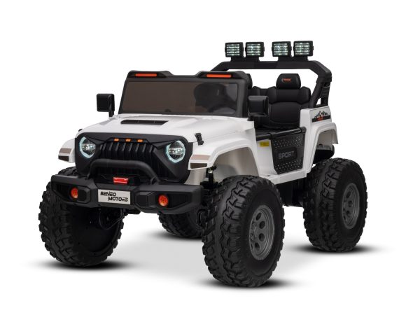 Maşinuţa electrica copii OFFRIDE 4x4² cu două locuri, 24V, alb, player MP3 cu intrare USB/AUX, transmisie 4x4, baterie litiu, roți EVA cu suspensie, telecomandă, lumini LED