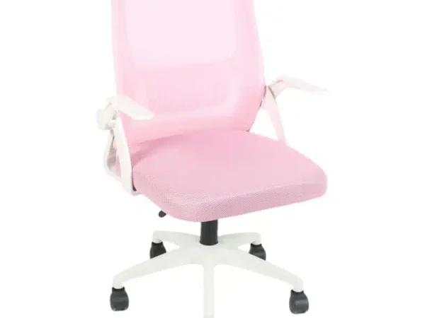 Scaun de birou ergonomic, Mesh, alb roz
