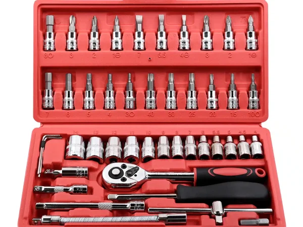 Trusa chei tubulare 1/4 46 piese, biti, torx, imbus, clichet, surubelnita si antrenor cu prelungitor si adaptor