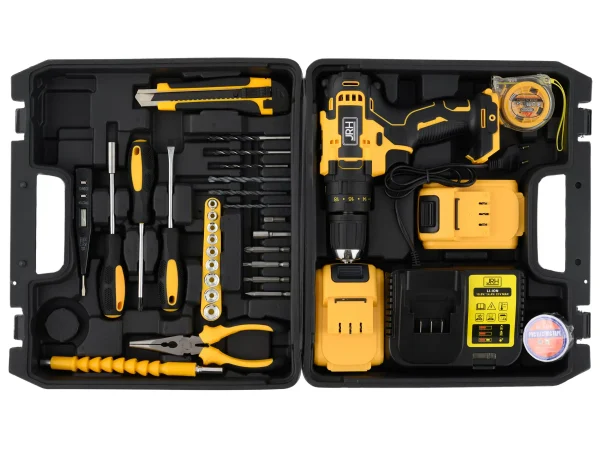 Trusa 30 accesorii+ bormasina cu percutie si 2 acumulatori 24v