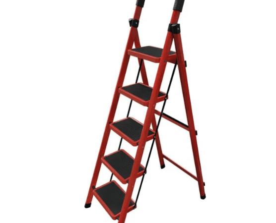 Scara din Oțel, 5 trepte, 1085x495x1390 mm, 150 kg – Roșu & Negru