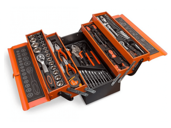 Trusa scule si unelte metalica compartimentata cu 4 sertare, 85 piese