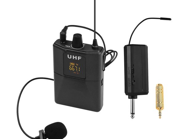 Sistem de microfon fără fir UHF cu microfon Body-pack Transmițător și receptor Mufă de 6,35 mm cu adaptor de 3,5 mm pentru difuzor
