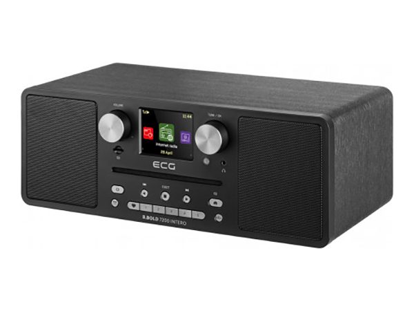 Internet radio B.BOLD 7200 Intero Black, FM + DAB, stereo 2 × 10 W, CD audio si MP3, Bluetooth, USB, carcasa lemn, negru