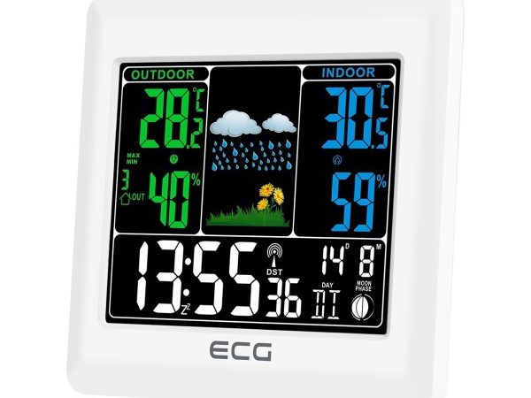 Statie meteo interior-exterior MS 300 White, senzor extern fara fir, LCD color, ceas, alarma