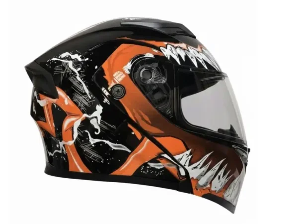 Cască Moto Integrală full face Venom Edition, Design Grafic Portocaliu/Negru, Vizieră Anti-Zgârieturi JRH marime xl