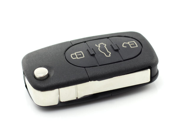 Audi - carcasă cheie tip briceag cu 3+1 butoane (1 buton de panică) și baterie 1616 - CARGUARD