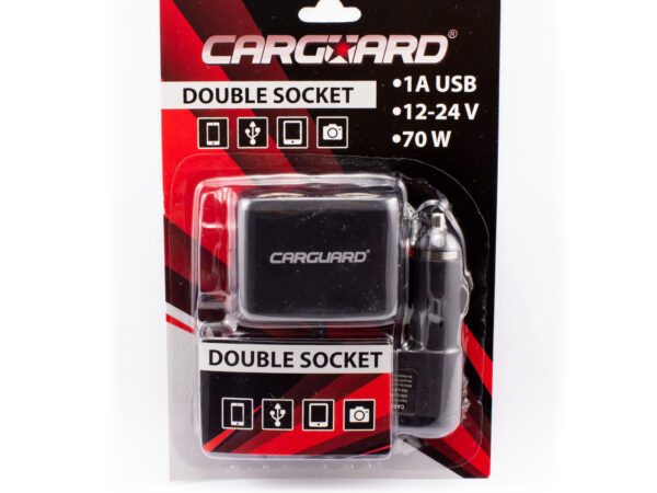 Priză dublă pentru încărcător auto, cu cablu + USB 1A - CARGUARD