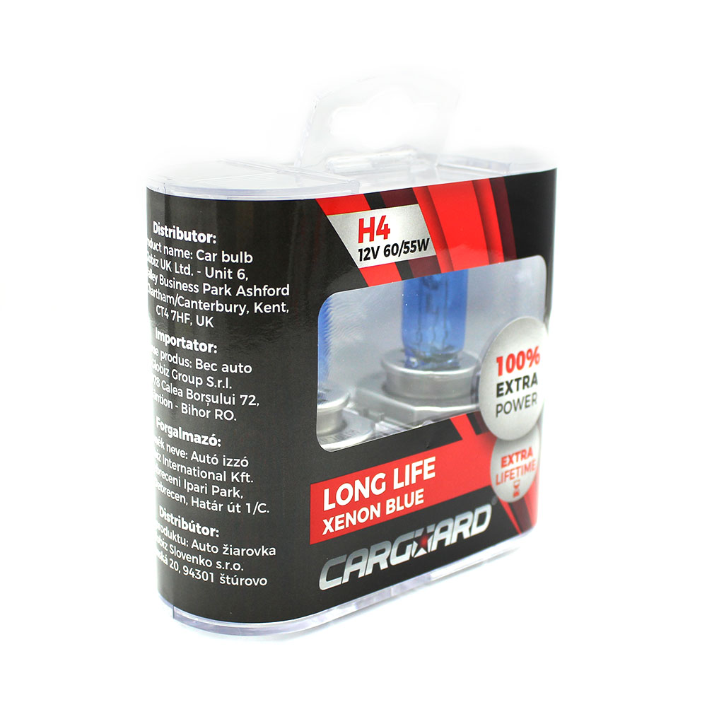 Set de 2 becuri Halogen H4 + 100% Intensitate - LONG LIFE - CARGUARD - imagine 3
