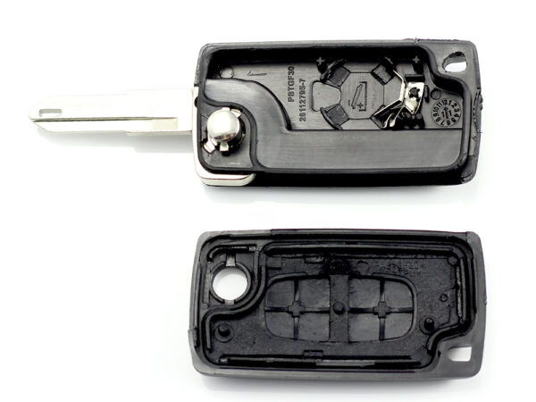 Citroen / Peugeot 206 - Carcasa tip cheie briceag cu 2 butoane si suport baterie