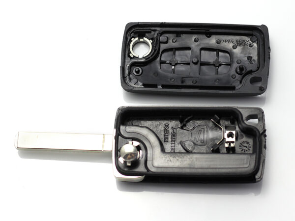 Citroen / Peugeot 307 - Carcasa tip cheie briceag cu 2 butoane, lama VA2-SH2 cu suport baterie