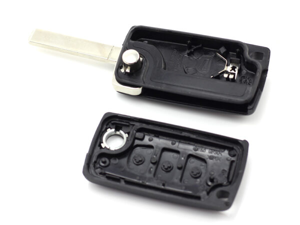 Citroen / Peugeot 307 - Carcasa tip cheie briceag cu 3 butoane, lama VA2-SH3 cu suport baterie