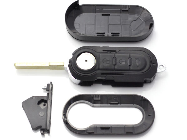 Fiat - Carcasa cheie tip briceag, 3 butoane, negru