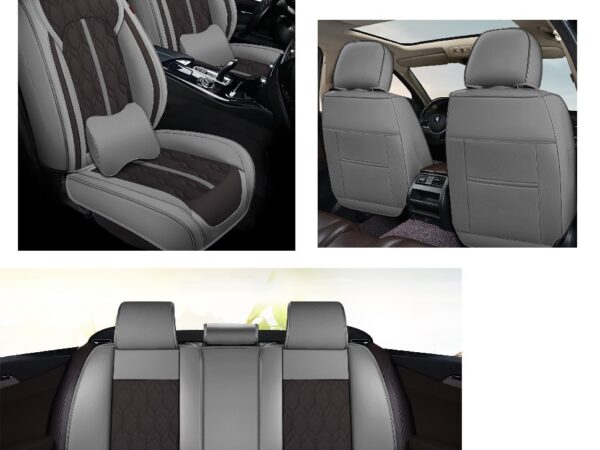 Huse auto premium 5 locuri Carguard Deluxe piele ecologică perforată - gri - negru