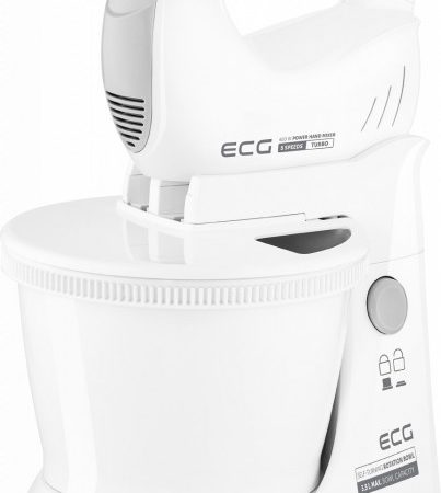 Mixer de mana cu bol rotativ RSM 4052, 400 W, 3.5 L, 5 viteze, functie Turbo, alb