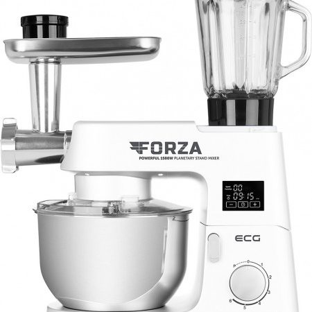 Robot de bucatarie FORZA 5500 Giorno Bianco, 1500 W, 6,5 litri, panou de control tactil, sistem de amestecare planetar