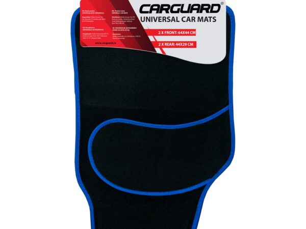 Set covorașe auto textile universale Carguard 64 x 44 cm | 44 x 29 cm - negru - albastru
