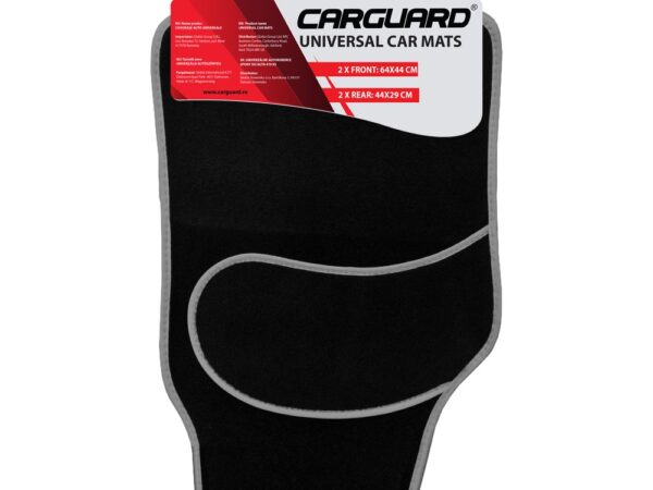 Set covorașe auto textile universale Carguard 64 x 44 cm | 44 x 29 cm - negru - gri