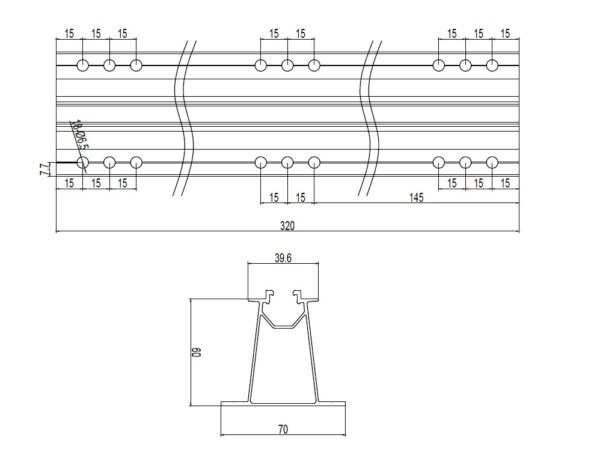 Șina de montaj în Y pentru panouri fotovoltaice 32 cm x 6 cm